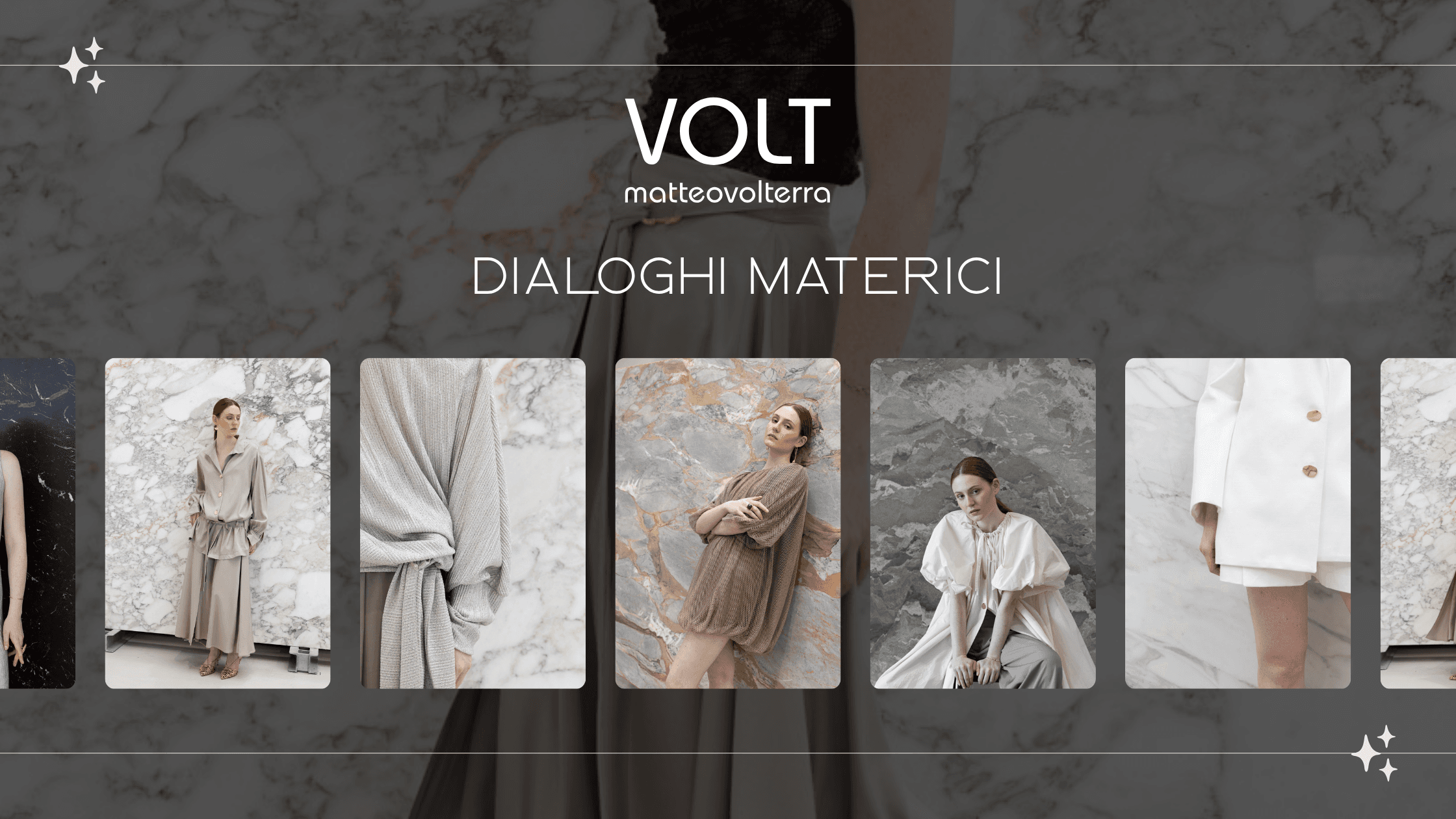 Progetto fotografico Dialoghi materici con pietra naturale e abbigliamento di alta classe